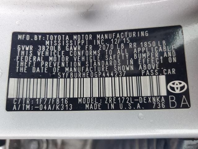 2016 TOYOTA COROLLA L 5YFBURHE0GP444237