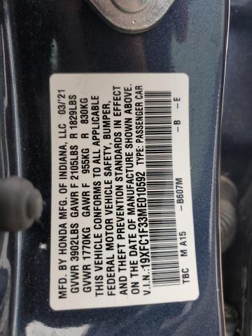 2021 HONDA CIVIC EX - 19XFC1F33ME010592