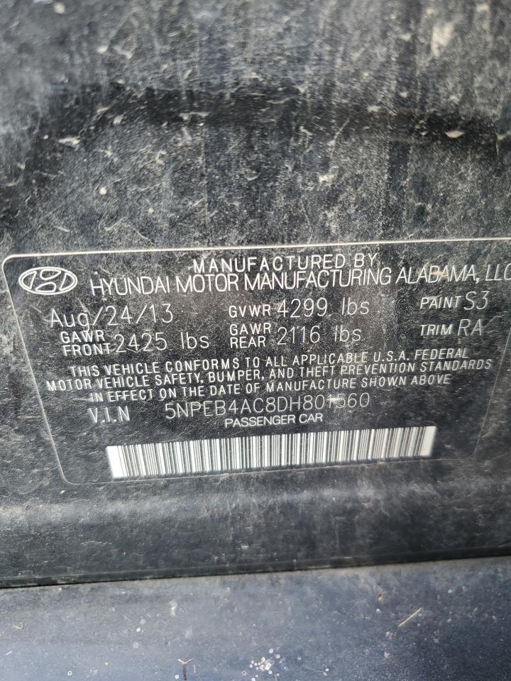 Lot #3305214020 2013 HYUNDAI SONATA GLS