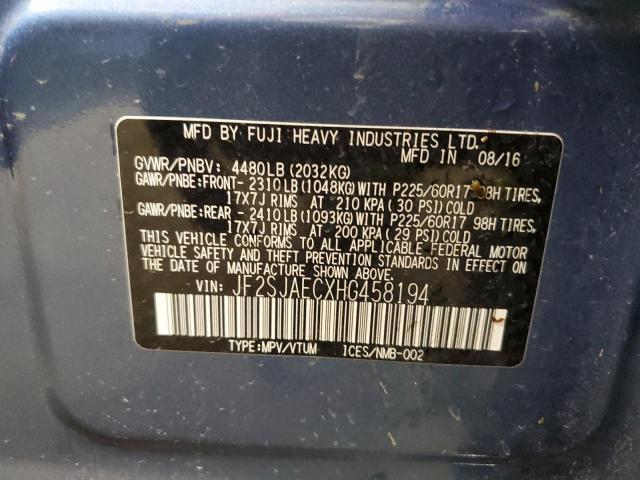 2017 SUBARU FORESTER 2 JF2SJAECXHG458194