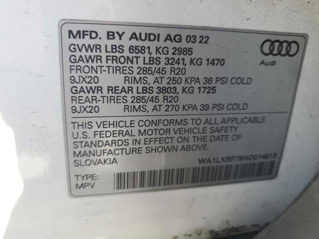 2022 AUDI Q7 PREMIUM WA1LXBF79ND014613