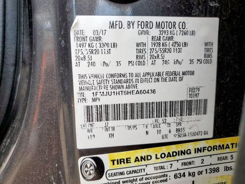 2017 FORD EXPEDITION XLT 1FMJU1HT6HEA60436