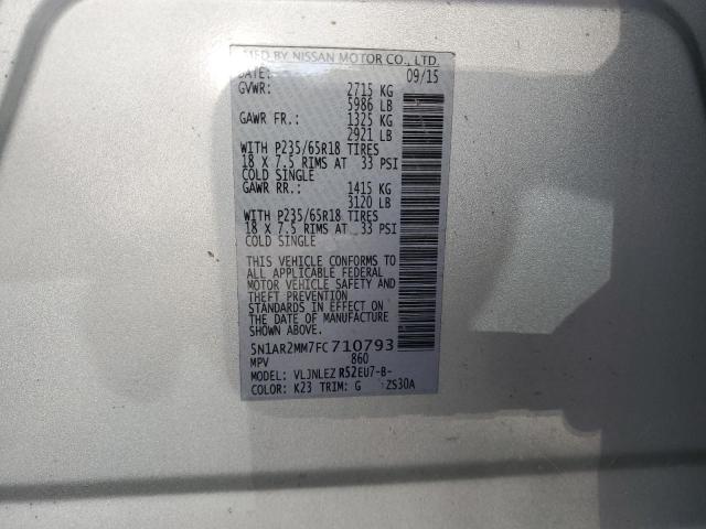 2015 NISSAN PATHFINDER 5N1AR2MM7FC710793