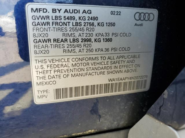 2022 AUDI Q5 PREMIUM - WA1EAAFY4N2072279
