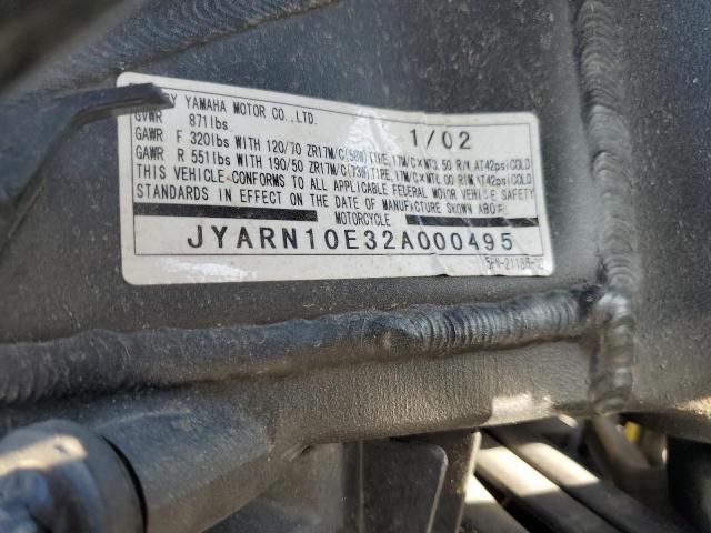 2002 YAMAHA YZFR1 JYARN10E32A000495