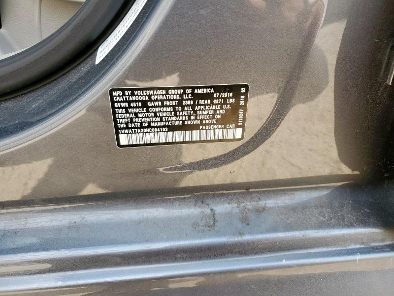 2017 VOLKSWAGEN PASSAT S 1VWAT7A30HC004103