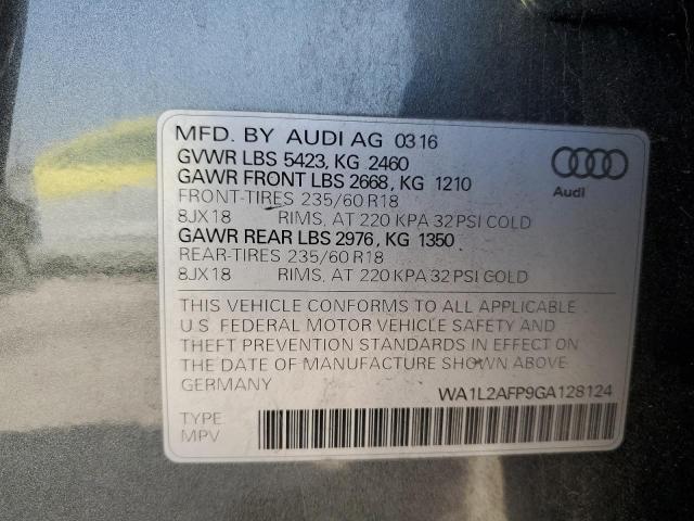 2016 AUDI Q5 PREMIUM WA1L2AFP9GA128124