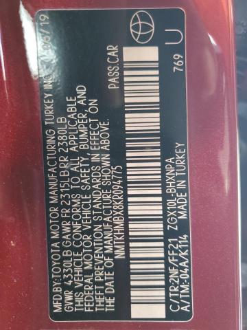 2019 TOYOTA C-HR XLE - NMTKHMBX8KR094775