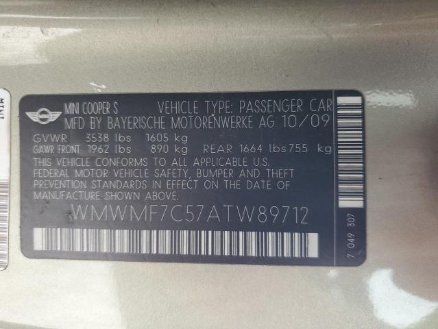 2010 MINI COOPER S - WMWMF7C57ATW89712
