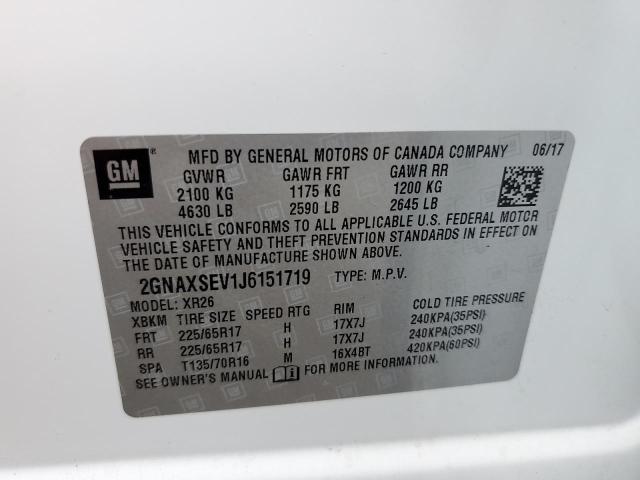 2018 CHEVROLET EQUINOX LT - 2GNAXSEV1J6151719