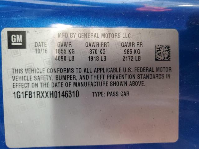 2017 CHEVROLET CAMARO LT 1G1FB1RXXH0146310