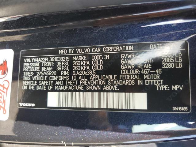 2016 VOLVO XC90 T6 YV4A22PL3G1038219