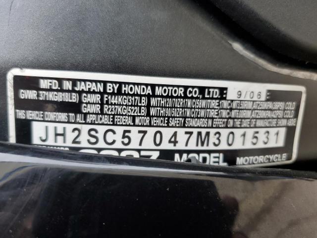 2007 HONDA CBR1000 RR JH2SC57047M301531