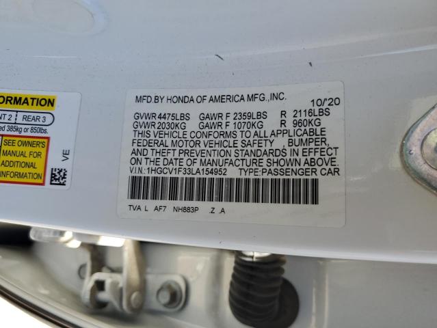 2020 HONDA ACCORD SPORT - 1HGCV1F33LA154952