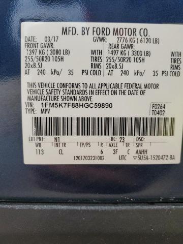 2017 FORD EXPLORER L 1FM5K7F88HGC59890