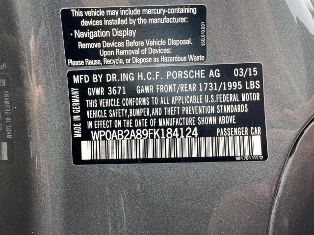 2015 PORSCHE CAYMAN GTS WP0AB2A89FK184124
