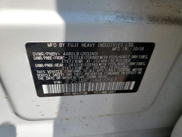 2017 SUBARU FORESTER 2 JF2SJABC2HH499563