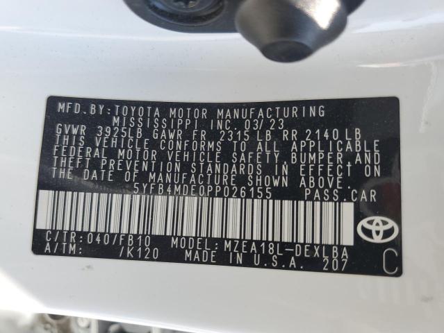 2023 TOYOTA COROLLA LE 5YFB4MDE0PP026155