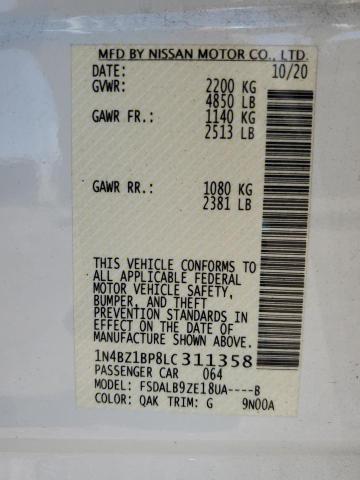2020 NISSAN LEAF S PLU 1N4BZ1BP8LC311358