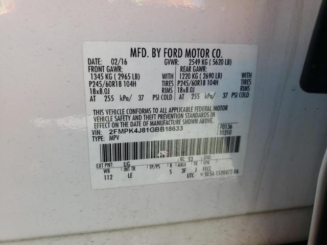 2016 FORD EDGE SEL 2FMPK4J81GBB18633
