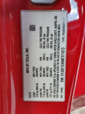 2022 TESLA MODEL 3 5YJ3E1EA6NF371873