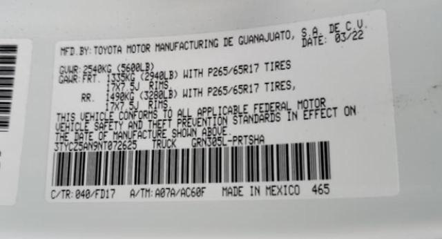 2022 TOYOTA TACOMA DOU - 3TYCZ5AN9NT072625