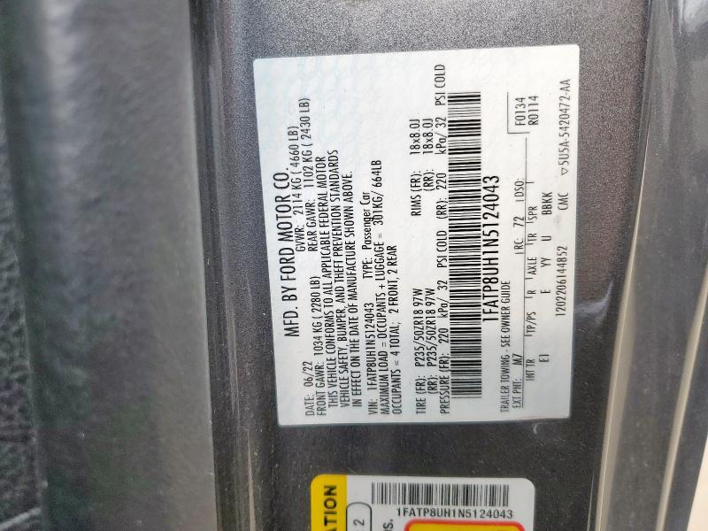 2022 FORD MUSTANG 1FATP8UH1N5124043