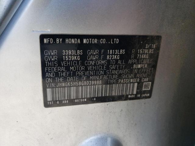 2016 HONDA FIT LX JHMGK5H58GX039988