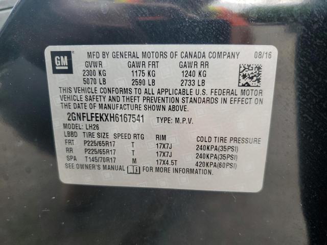 2017 CHEVROLET EQUINOX LT 2GNFLFEKXH6167541