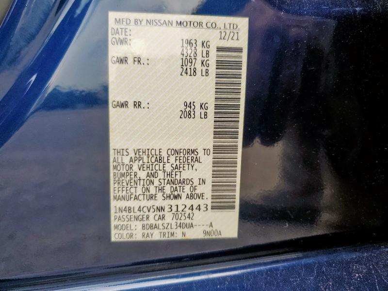 2022 NISSAN ALTIMA SR 1N4BL4CV5NN312443