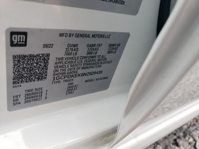 2022 CHEVROLET SILVERADO K1500 LT-L 1GCPDKEK6NZ629435
