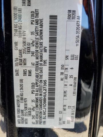 2017 LINCOLN MKC PREMIE 5LMCJ1D98HUL27395
