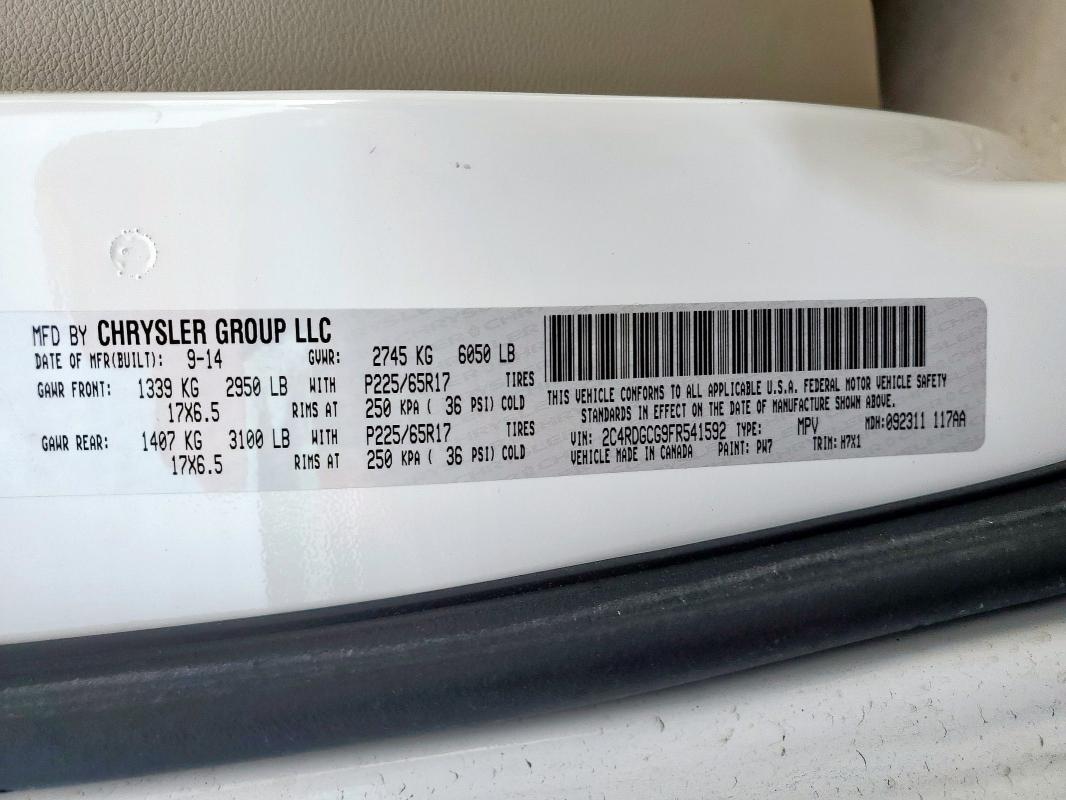 2015 DODGE GRAND CARA 2C4RDGCG9FR541592