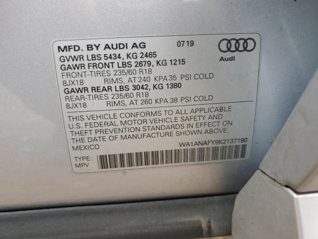 2019 AUDI Q5 WA1ANAFY9K2137190