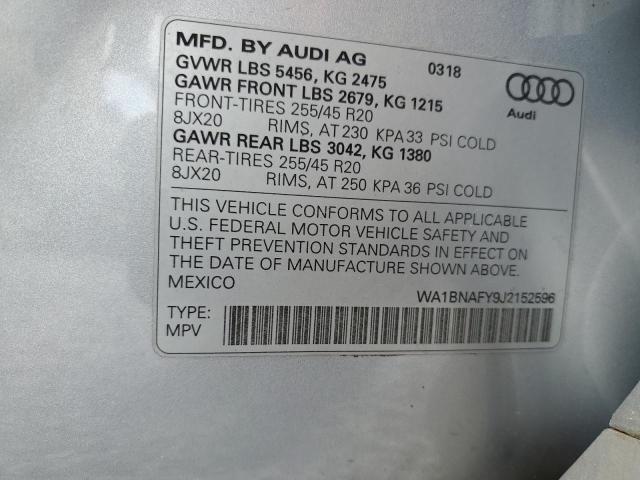 2018 AUDI Q5 PREMIUM WA1BNAFY9J2152596