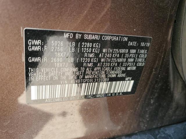 2020 SUBARU OUTBACK TO 4S4BTGPD9L3123389
