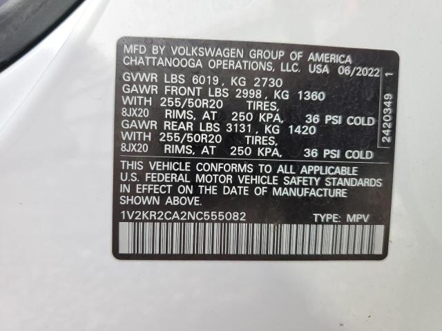 2022 VOLKSWAGEN ATLAS SE 1V2KR2CA2NC555082