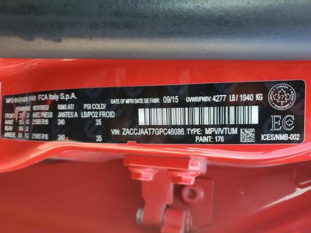 2016 JEEP RENEGADE S ZACCJAAT7GPC46086