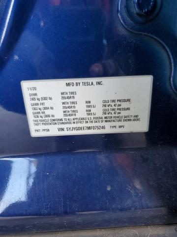 2021 TESLA MODEL Y 5YJYGDEE7MF075246