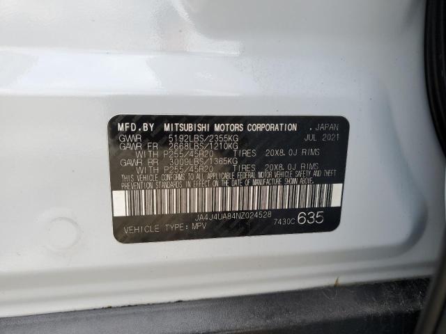 2022 MITSUBISHI OUTLANDER - JA4J4UA84NZ024528