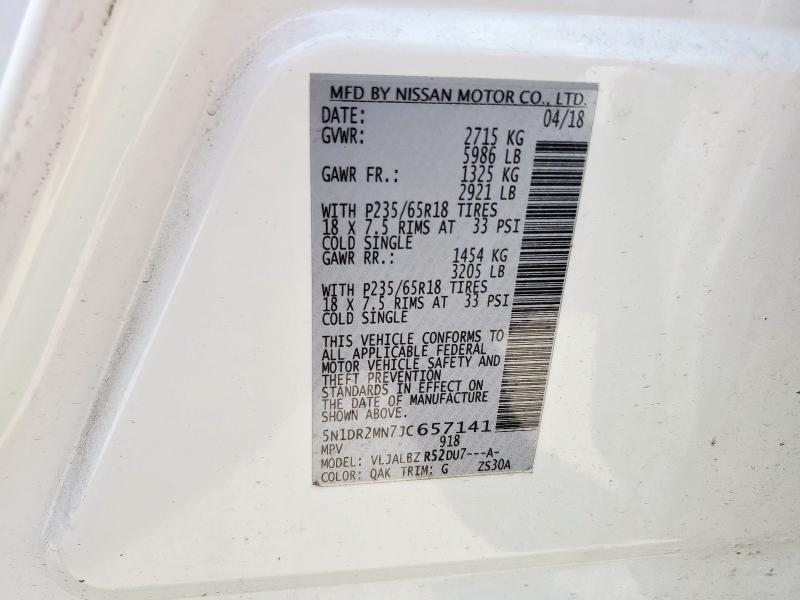 2018 NISSAN PATHFINDER 5N1DR2MN7JC657141