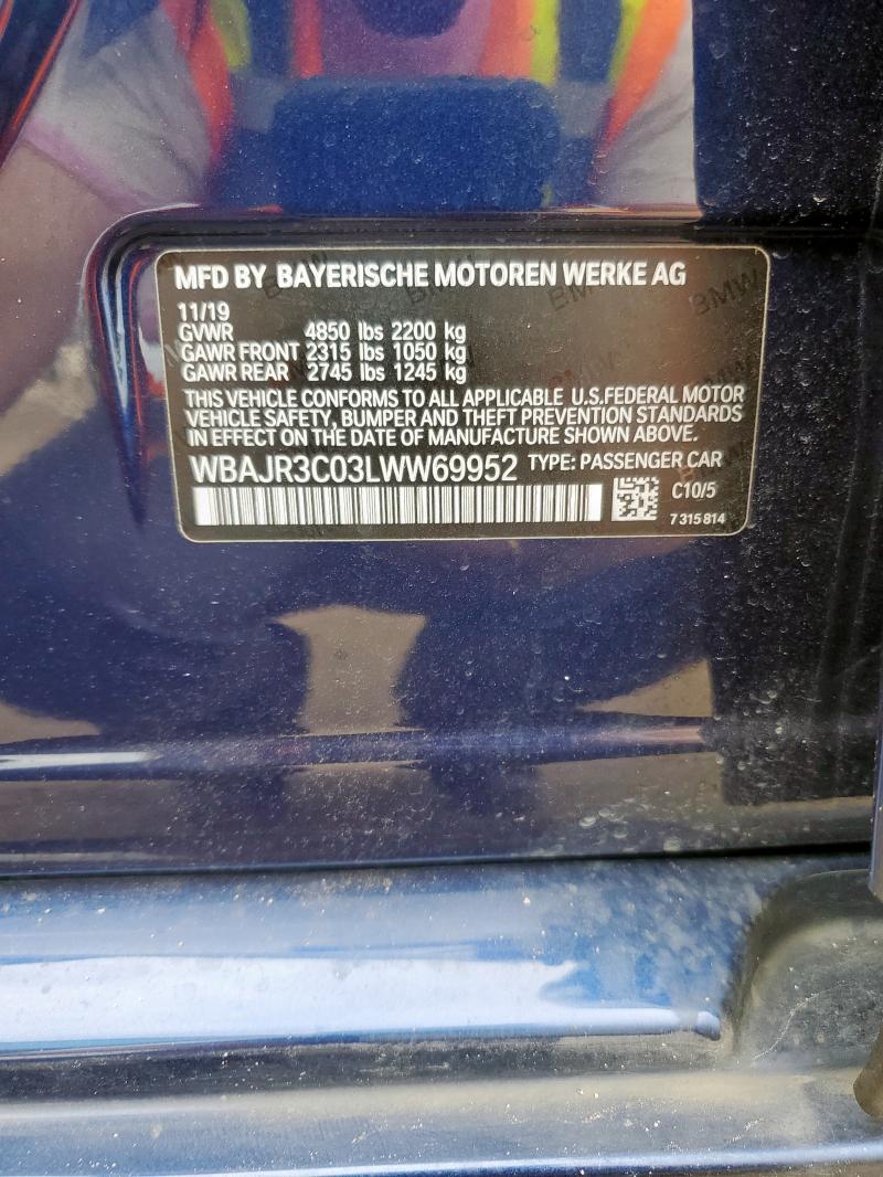 2020 BMW 530 I WBAJR3C03LWW69952