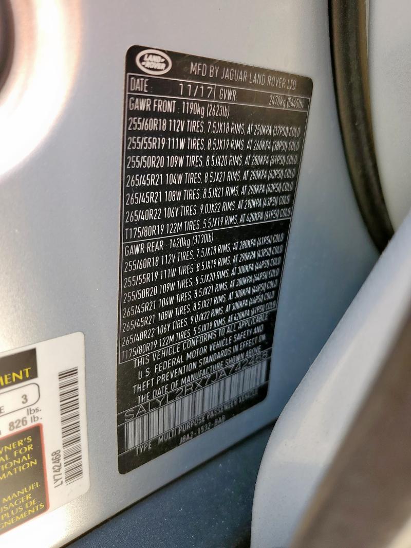 2018 LAND ROVER RANGE ROVE SALYL2RX7JA742468