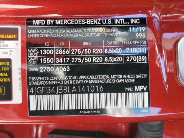 2020 MERCEDES-BENZ GLE 350 4JGFB4JB8LA141016