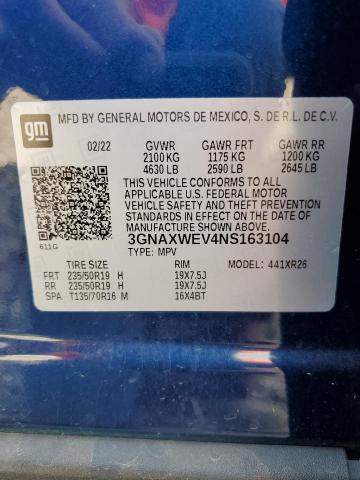 2022 CHEVROLET EQUINOX RS 3GNAXWEV4NS163104