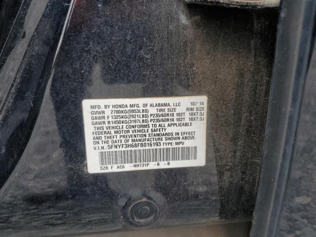 2015 HONDA PILOT EXL - 5FNYF3H68FB016193