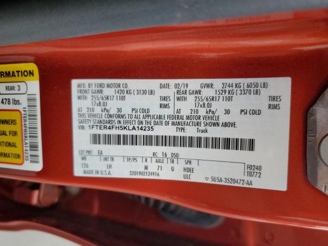 2019 FORD RANGER XL - 1FTER4FH5KLA14235