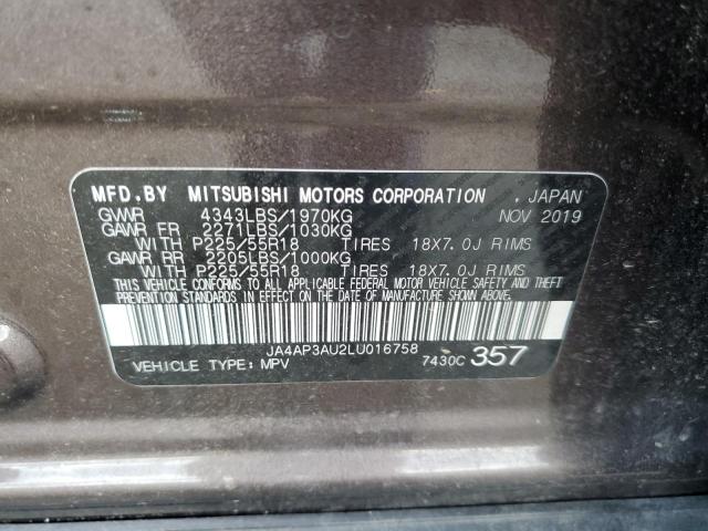 2020 MITSUBISHI OUTLANDER JA4AP3AU2LU016758