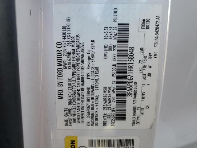 2017 FORD FUSION S 3FA6P0G71HR158048