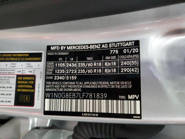 2020 MERCEDES-BENZ GLC 300 4M W1N0G8EB7LF781839